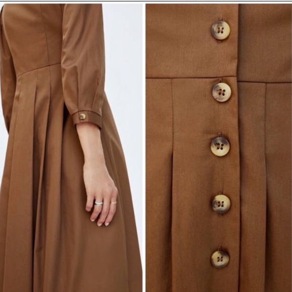 Zara Pleated Button Down Dress - Picture 4 of 14